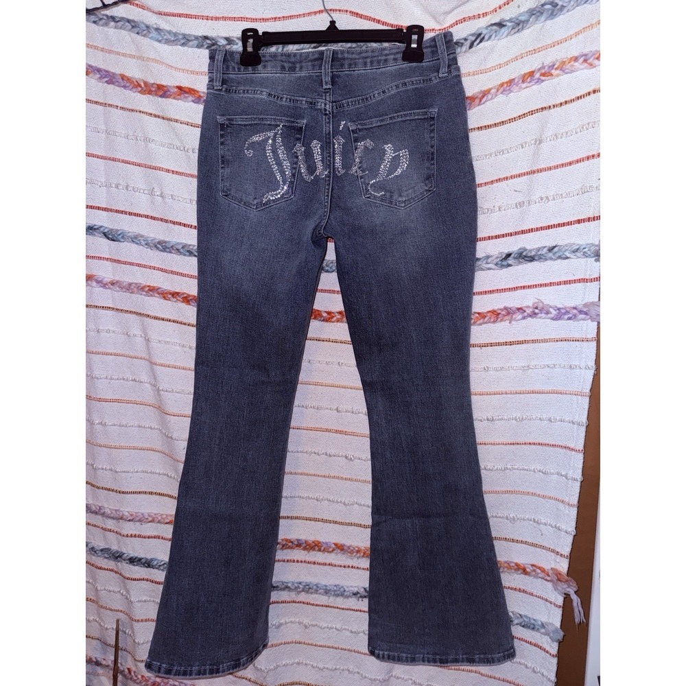 JUICY COUTURE Lunita Logo Bling Flare Blue Jeans Size 9/29 Low Rise EUC